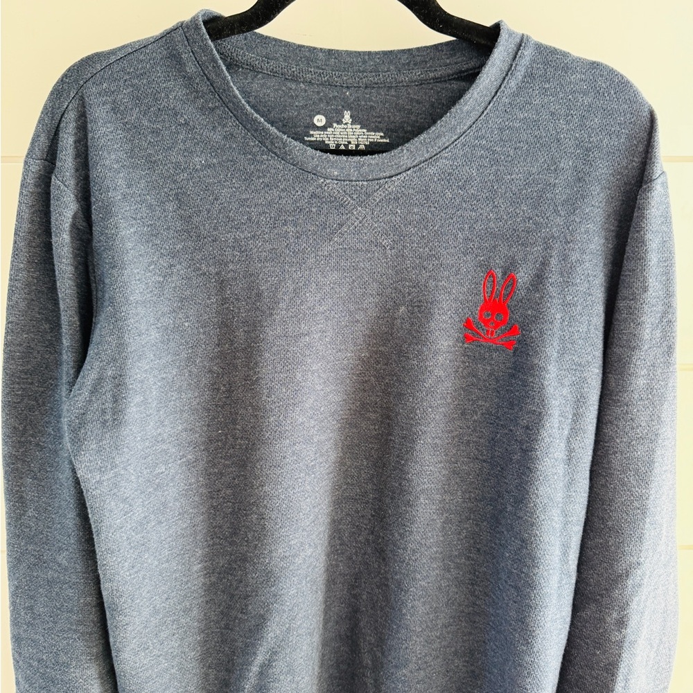 Psycho Bunny Heathered Navy Thermal Knit Top, Size Medium - Picture 2 of 7